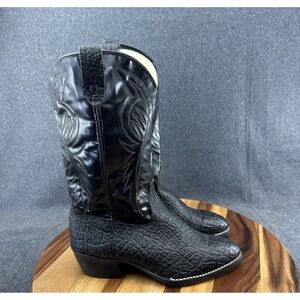 Bronco Cowboy Boots Style WM 1950 Size 9.5 EE Men's Western Black Leather